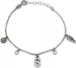 Lovrin 925-ös ezüst karkötő "s" betűvel, szívvel és divatos charmokkal, nőknek
