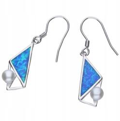 Lovrin 925-ös ezüst fülbevaló, modern, opállal és gyönggyel díszítve, akasztós, ajándék