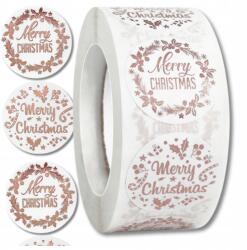  Matricák tekercsen, 500 db, aranyozott "Merry Christmas" felirattal, díszített, Diy karácsonyi (Naklejki na rolce 500 szt. złocone Christmas)
