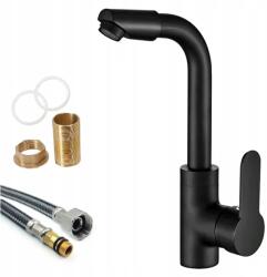  Fekete Álló Csaptelep Mosdó Csaptelep Fürdőszoba Szett Modern Loft (6001950)