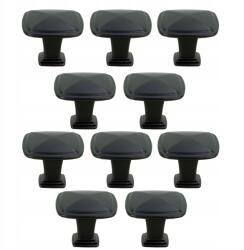 B&B 10 db Négyzet alakú, fekete fém bútorfogantyú szekrényekhez, fiókokhoz (Z10 G104 CZ)