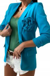 Elegáns, nagyméretű női blézer brossal - divatos Sláger Kék színű