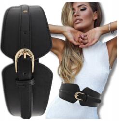 EdiBazzar Női bőr öv széles, rugalmas fűző boho fekete öv ruhához (H68)