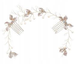 EdiBazzar Esküvői hajdísz púder színű hosszú kristályos ág fésű fejpánt (5905204481868)