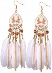 EdiBazzar Lógó fülbevaló, hosszú tollak, Boho retro stílus (Kolczyki Wiszące długie pióra Boho retro)
