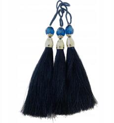 Gipiurowo Ezüst színű gyöngyökkel díszített fülbevaló, sötétkék, 12 cm (chwost)