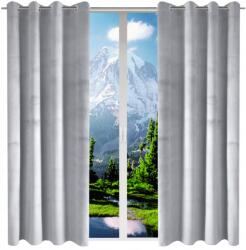 NOW-ART Kész bársony függönyök 140x240 szett, függöny szett nappaliba, karikás rögzítéssel (Zasłony welurowe na kółkach jasny szary 240 d)