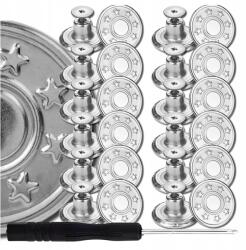  Gombok 10 db-os készlet fém gomb kerek nadrággombok 17 mm ezüst (Metalowe guziki okrągłe do spodni srebrne)