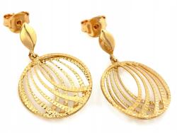 Lovrin Női 585 arany fülbevaló áttört mintás kerek, lógó, 2.55g, bedugós (61586120)