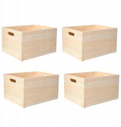 Creative Deco 4 x Fa láda játéktároló doboz szerszámosláda 40x30x24 cm (X001ZMQO3R)