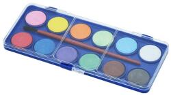  Vízfesték készlet, 12db-os, 22 mm festékgombokkal, szintetikus ecsettel - suplix