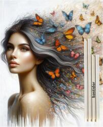  Számozott Festés Kép Nő Pillangókkal 40x50 cm (B0CWLVR86G)