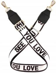 EdiBazzar Öv táskához, hosszú, vászon, fehér, fekete (5905884075166)