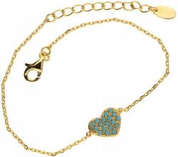 Lovrin Ezüstözött, aranyozott 925-ös ezüst karkötő türkiz színű szívvel, 2, 06g, charmokkal (Lovrin 52809)