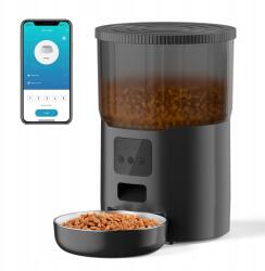 Automatikus 4 literes macskaetető, WiFi-s időzített kisállat száraztáp adagoló, hangrögzítővel, fekete (YXDK-WiFi-4L-B)