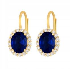 Lovrin Női arany fülbevaló 585-ös finomságú, 4.10g, zafír színű kővel és cirkóniával (62989497)