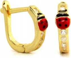 Lovrin 925-ös sterling ezüst fülbevaló, aranyozott, zománcozott katicabogárral, lányoknak, rovar motívum (44239992)