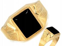 Lovrin Arany pecsétgyűrű 585 férfi elegáns nagy fekete téglalap alakú kővel r24 (Lovrin)