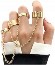 EdiBazzar Punk gyűrű szett lánccal, arany színű (Zestaw Punkowy pierścionków)