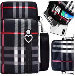 EdiBazzar Telefontartó pénztárca borítéktáska 2 az 1-ben városi válltáska kockás mintával, telefontok (Poręczna torebka 2w1 portfel na telefon krata)