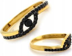 Lovrin Arany gyűrű 585 modern fekete cirkónia kövekkel díszítve r13 méretben, hölgyeknek