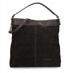 Toscanio Bőr kézitáska velúrból Toscanio - barna, elegáns, A4-es méret (G106)