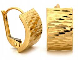 Lovrin Arany fülbevaló 585-ös finomságú, angol kapcsos, gyémántozott lemezkékkel, 1.86g, divatos ajándék