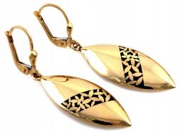 Lovrin Arany fülbevaló fekete zománccal, 585-ös finomságú, lógós, 3.69g, elegáns mandula formájú, 14 karátos