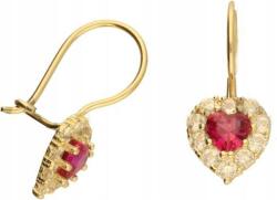 Lovrin Arany fülbevaló 585 rózsaszín cirkónia köves szív klasszikus minta hölgyeknek (Lovrin 48088)