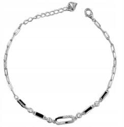 Lovrin Ezüst karkötő 925, nagy szemekkel, fekete téglalapokkal és cirkóniákkal (Lovrin108162)