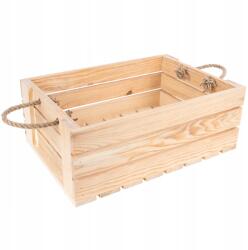 Creative Deco Fából készült deszkás láda, doboz juta kötél fogantyúkkal, 42x29x16 cm (X001UUCFFF)