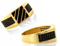 Lovrin Arany pecsétgyűrű 585 14kt fekete cirkóniákkal 5.10g R27 elegáns ajándéknak (Lovrin)