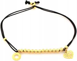 Lovrin Ezüst 925 női karkötő, aranyozott elemekkel, fekete zsinóron, divatos (Lovrin)