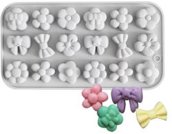  Virágos és masnis szilikon forma - csokoládé, bonbon, illatviasz készítéséhez