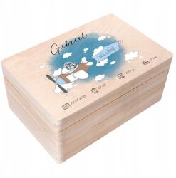 Creative Deco Ajándékdoboz gyermeknek, emlék a születésre, keresztelőre, születésnapra, 30x20 cm (JANCDSD130BCUSTOMBABYSHOWERRACOONFBM)