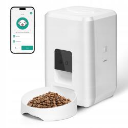 3 literes Automata Kisállat Etető WiFi-vel, Automata Macskaeledel Adagoló Száraztápokhoz, Fehér (MK-XF-WiFi-3L-W)
