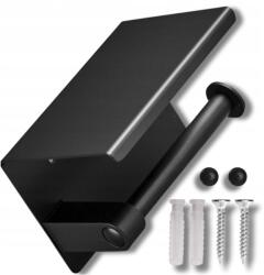 Wc papír tartó Loft Wc polccal Fekete matt fém akasztó (Uchwyt WC na papier Loft Toaletowy z półką)