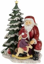 Clayre & Eef Mikulás gyermekkel karácsonyfával vintage karácsonyi dekoráció