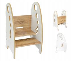 Skyline Konyhai Segítő fehér barna fa emelvény lépcső 81cm Gyerekeknek 2 az 1-ben (B07ZMFX22Y)