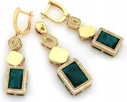 Lovrin Arany szett 585 zöld téglalap alakú 21, 11g divatos ékszer szett 14k (Lovrin 51757)