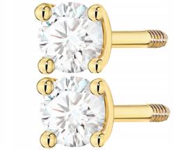 ZŁOCISTO Arany Fülbevaló Csavaros Zárású Gyémántok Arany 585 Ajándék Gravírozás (DLA DZIEWCZYNY NARZECZONEJ)