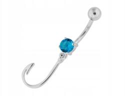 Lovrin Ezüst 925 köldökpiercing akasztó kék ajándékba divatos látványos minta (Lovrin 63287)