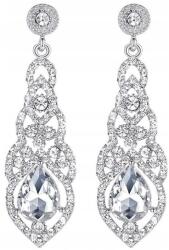 Hosszú, lógó cirkónia fülbevaló esküvőre, kristályos, ezüst színű, divatos női (5905884088876)