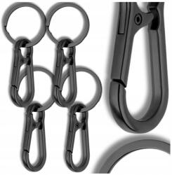 EdiBazzar Fém Kulcstartó Karabinerrel, Kulcskarikákkal, 4 darabos Fekete Szett (Metalowy Brelok do kluczy karabińczyk)