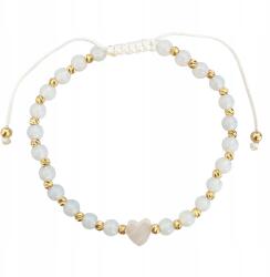 Lovrin Arany színű, 585-ös finomságú zsinór karkötő, fehér golyócskákkal, gyöngyökkel, zsinórral és szívecske díszítéssel (62485131)