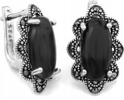 Lovrin Ezüst 925 fülbevaló, látványos, angol kapcsos, nagy ovális kővel, divatos