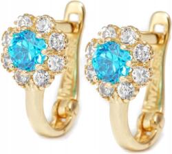 Lovrin Arany Fülbevaló Virágos 585 Lazúrkék Cirkónia modern minta 14k ajándék (60826575)