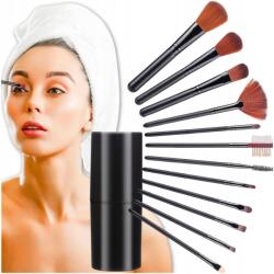 EdiBazzar Ecsetek Professzionális sminkecset készlet 12db-os tok fekete Púder (5905884011966)