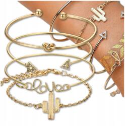 EdiBazzar Női Karkötő Szett 4db Arany Színű Karika Lánc Cirkónia Kövekkel Ajándékba (5905042402360)
