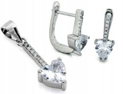 Lovrin 925-ös ezüst szett cirkónia szívvel: fülbevaló és medál ajándékba (Lovrin)